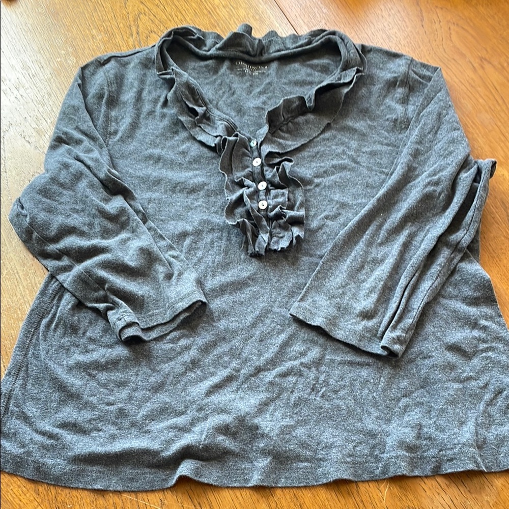 Charter Club Gray Ruffled Blouse
